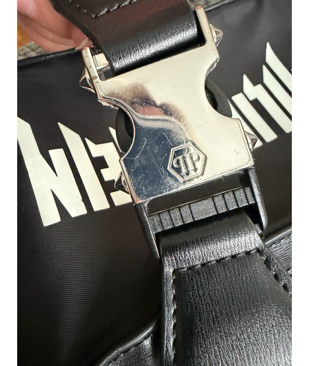 PHILIPP PLEIN Черная тканевая поясная сумка, фото 4