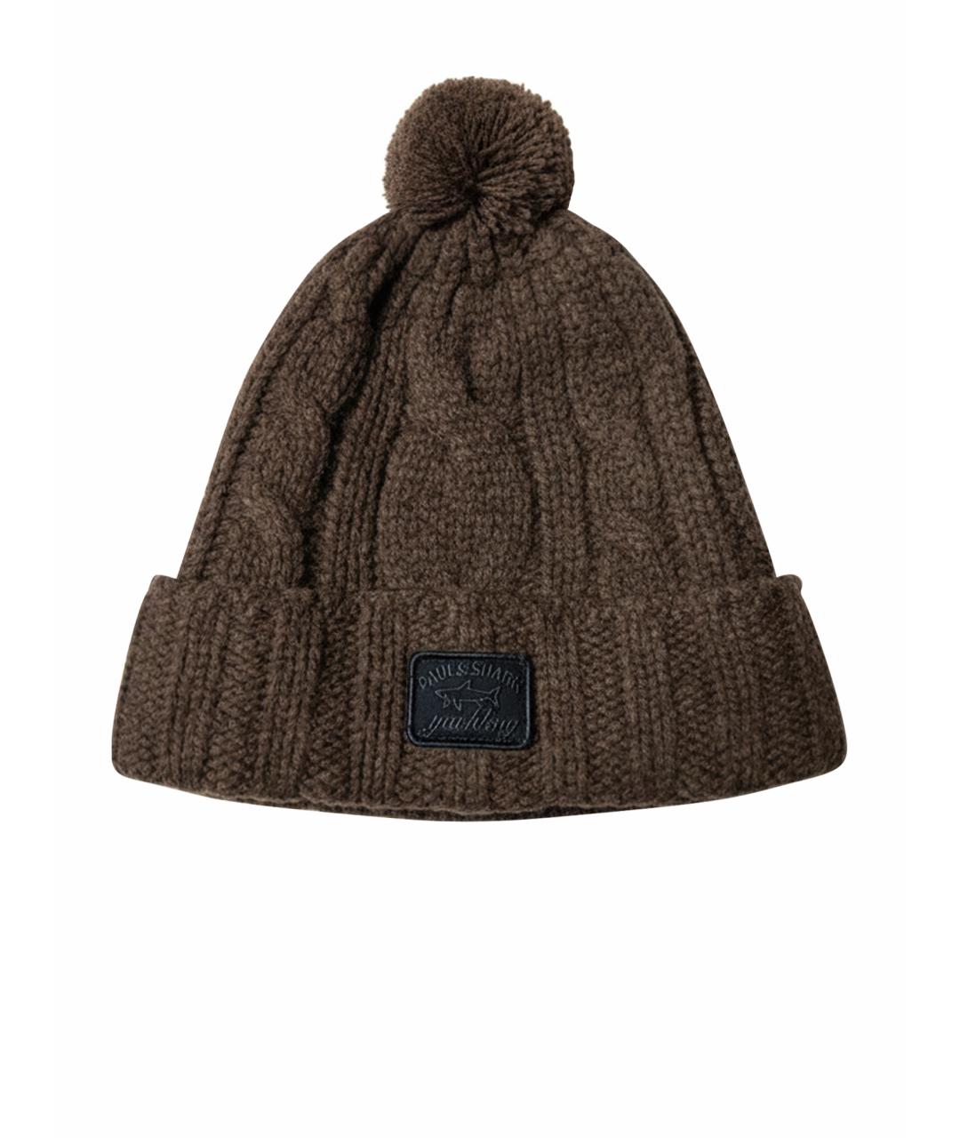 PAUL & SHARK Коричневая шерстяная шапка, фото 1