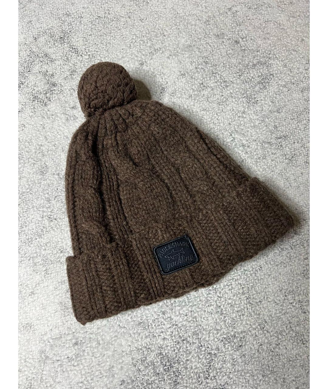 PAUL & SHARK Коричневая шерстяная шапка, фото 5