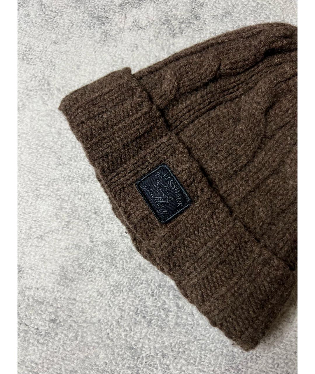 PAUL & SHARK Коричневая шерстяная шапка, фото 3