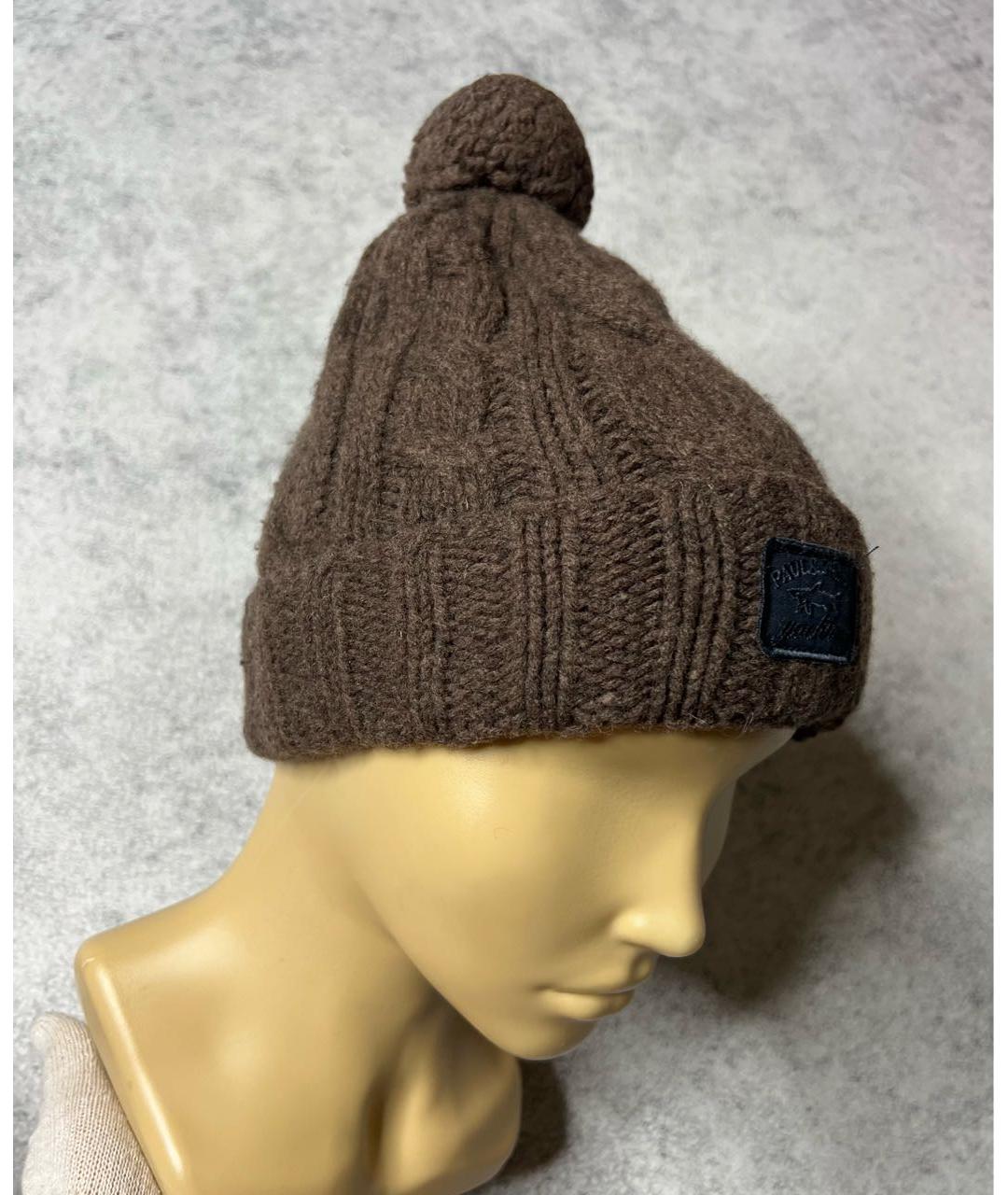 PAUL & SHARK Коричневая шерстяная шапка, фото 2
