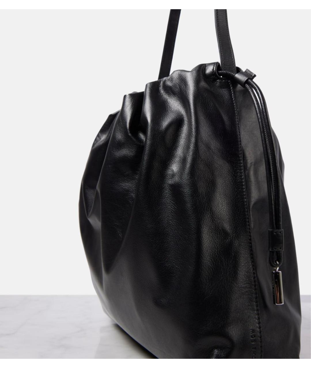 THE ROW Черная кожаная сумка с короткими ручками, фото 4