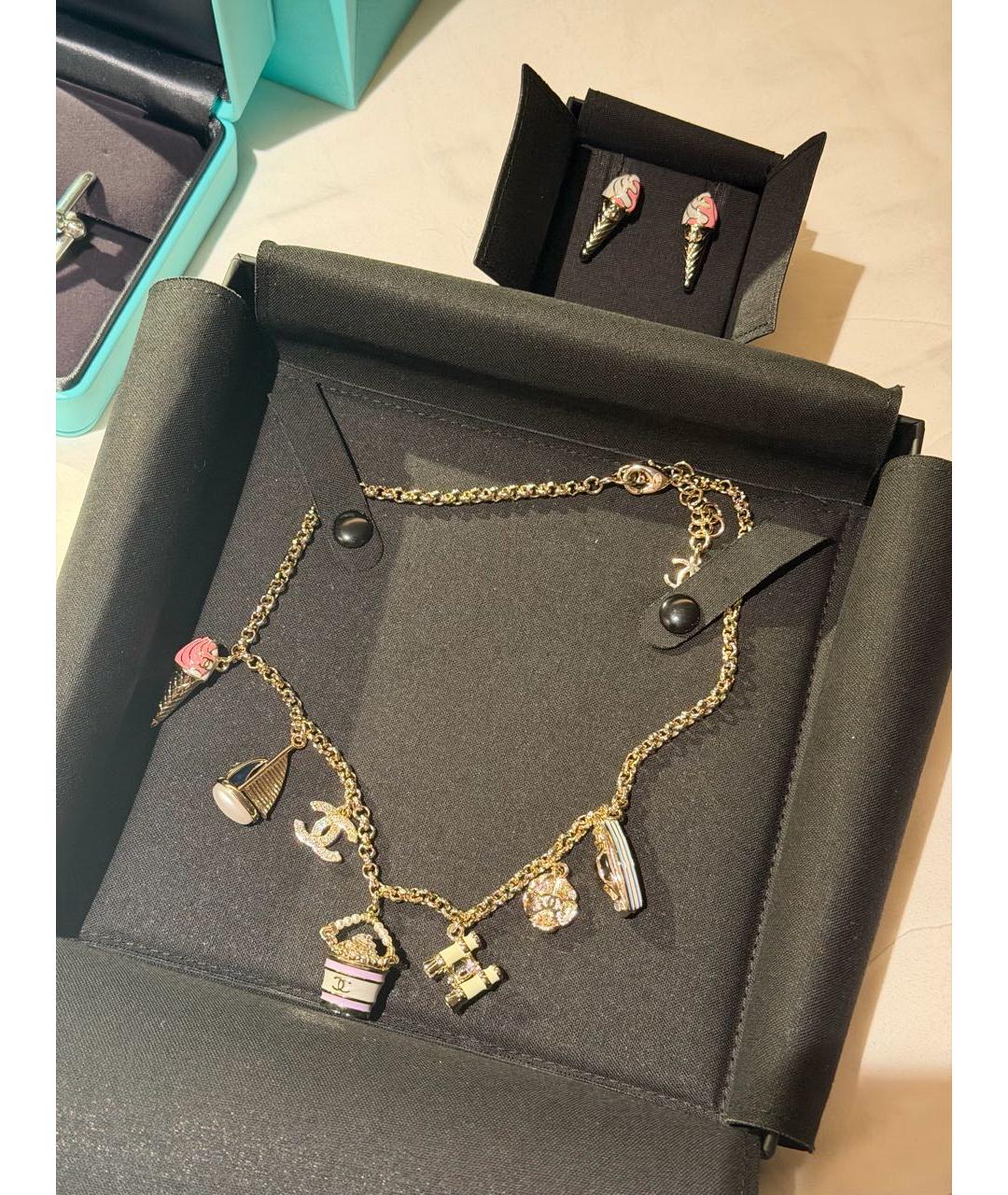 CHANEL Розовые металлические серьги, фото 3