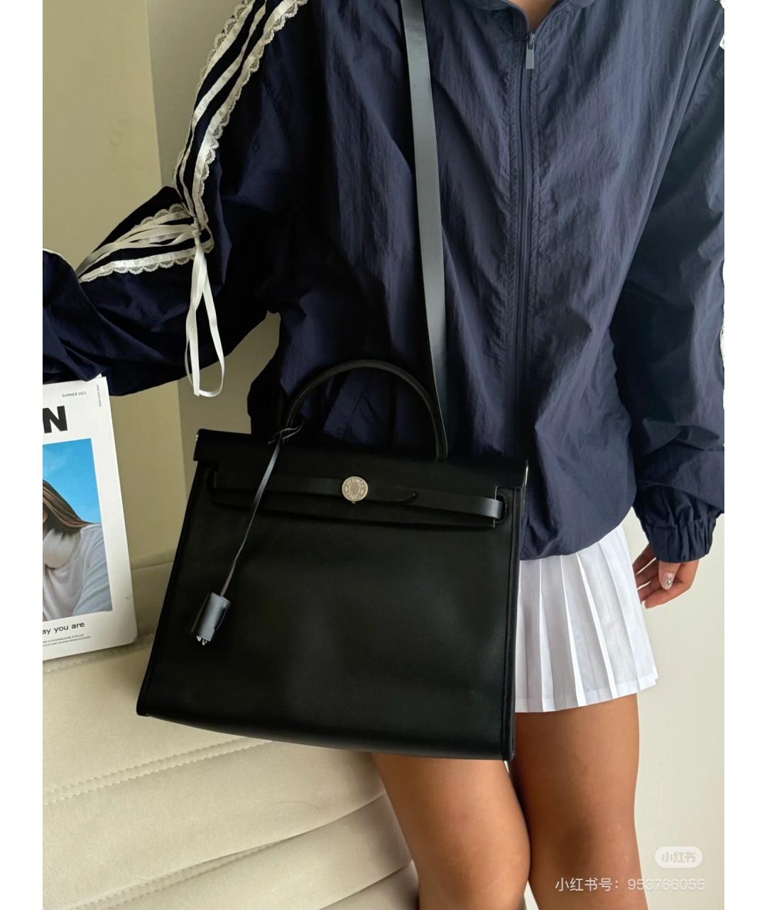 HERMES Черная тканевая сумка через плечо, фото 6