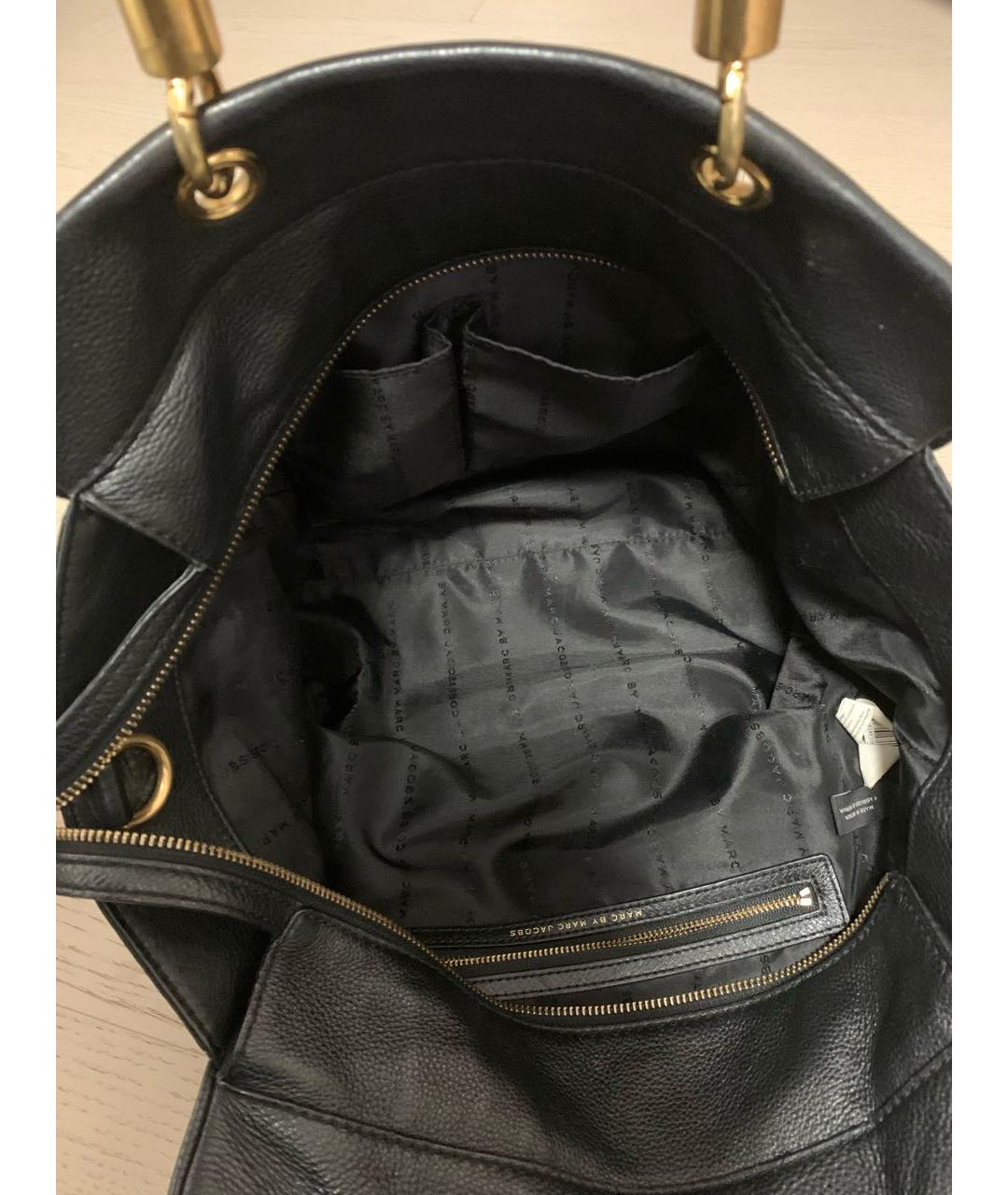 MARC BY MARC JACOBS Черная кожаная сумка тоут, фото 4