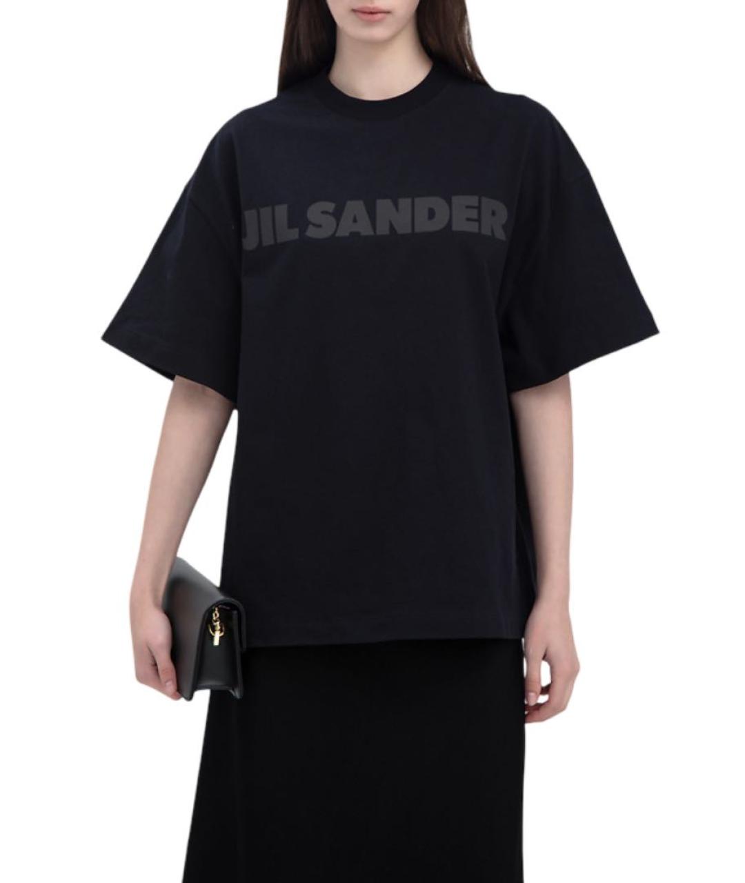 JIL SANDER Черная хлопковая футболка, фото 2