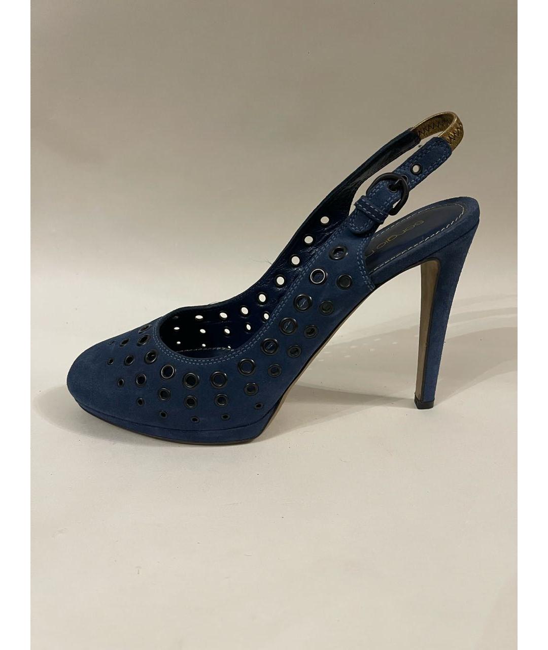 SERGIO ROSSI Синие замшевые босоножки, фото 8