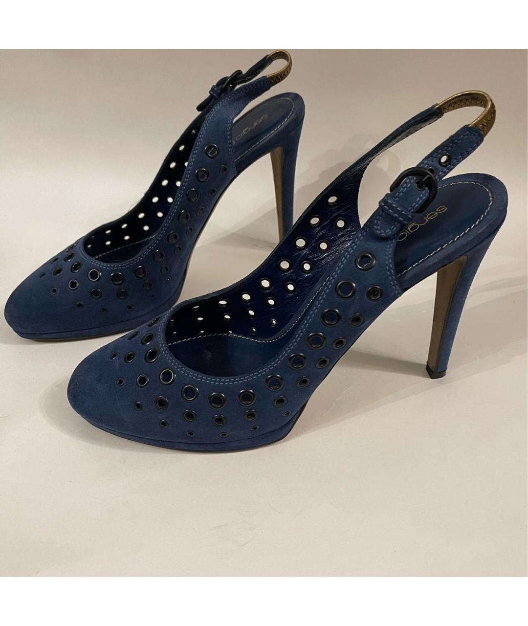 SERGIO ROSSI Синие замшевые босоножки, фото 2