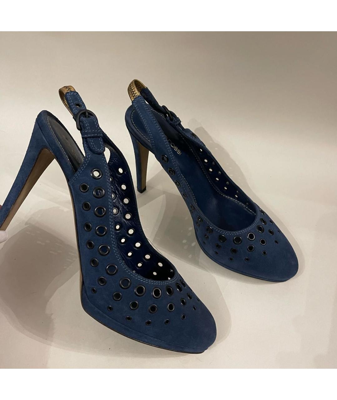 SERGIO ROSSI Синие замшевые босоножки, фото 5