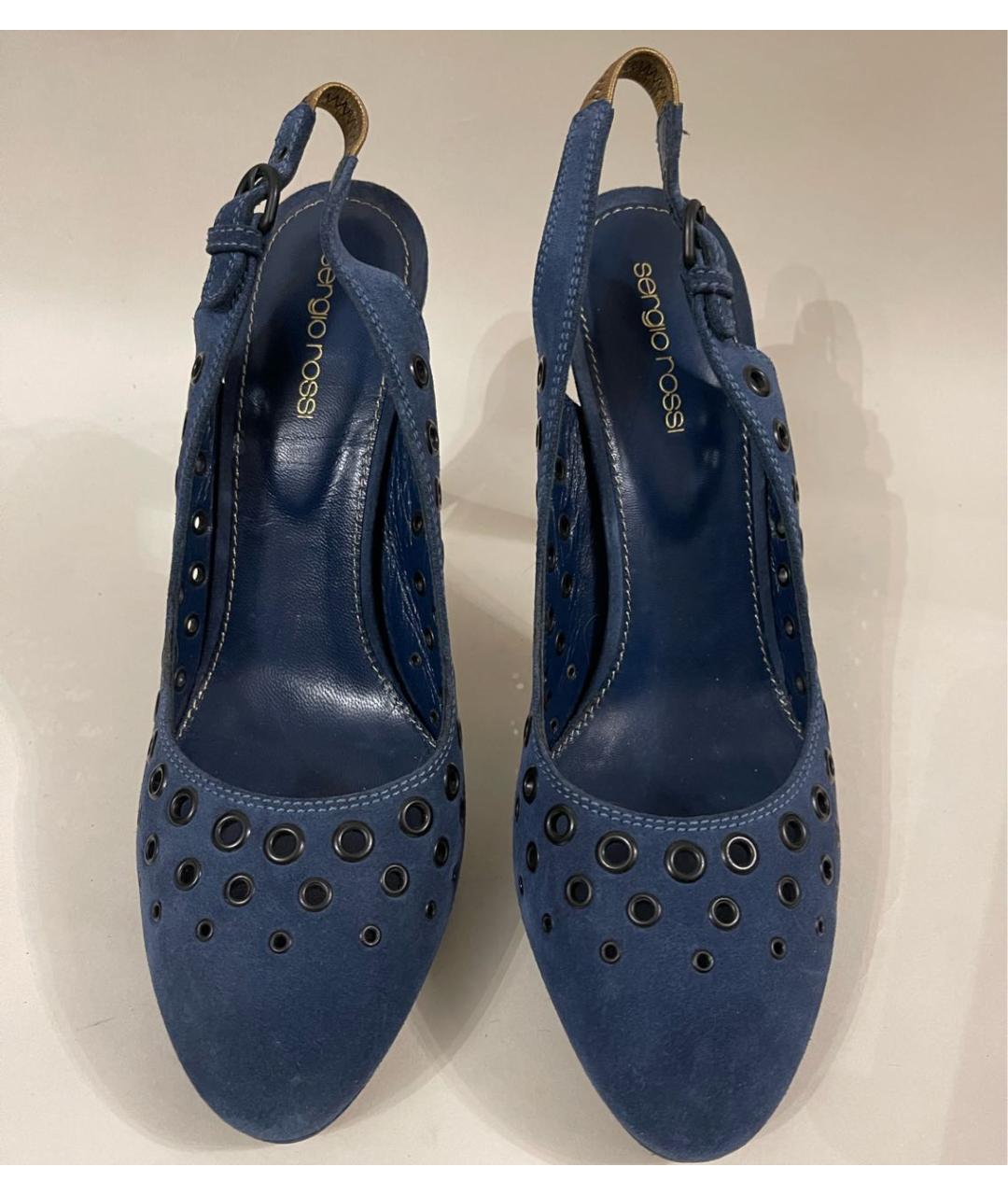 SERGIO ROSSI Синие замшевые босоножки, фото 3