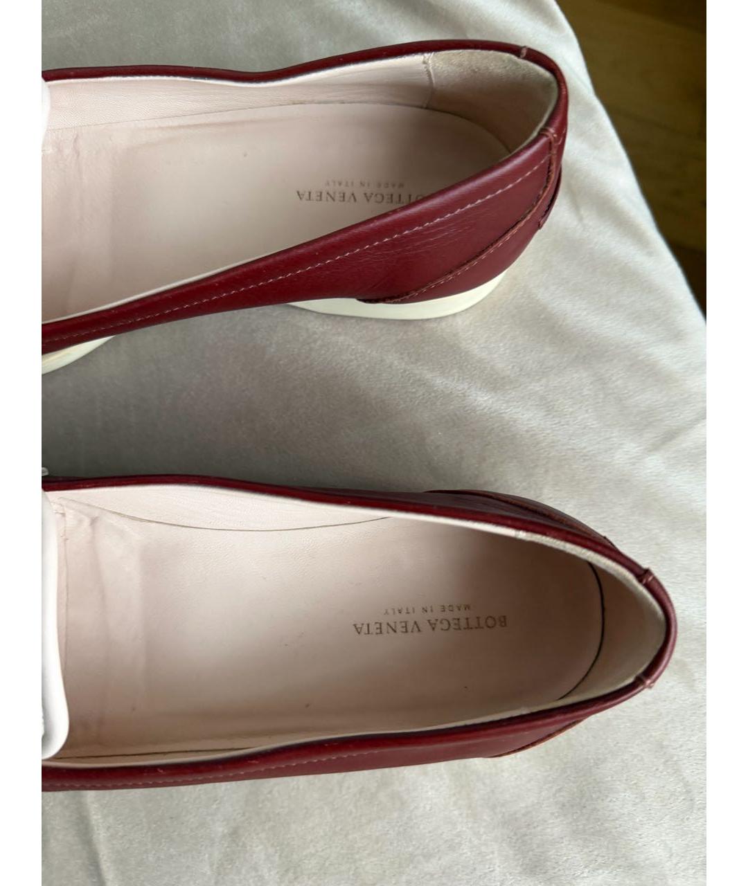 BOTTEGA VENETA Бордовые кожаные лоферы, фото 8