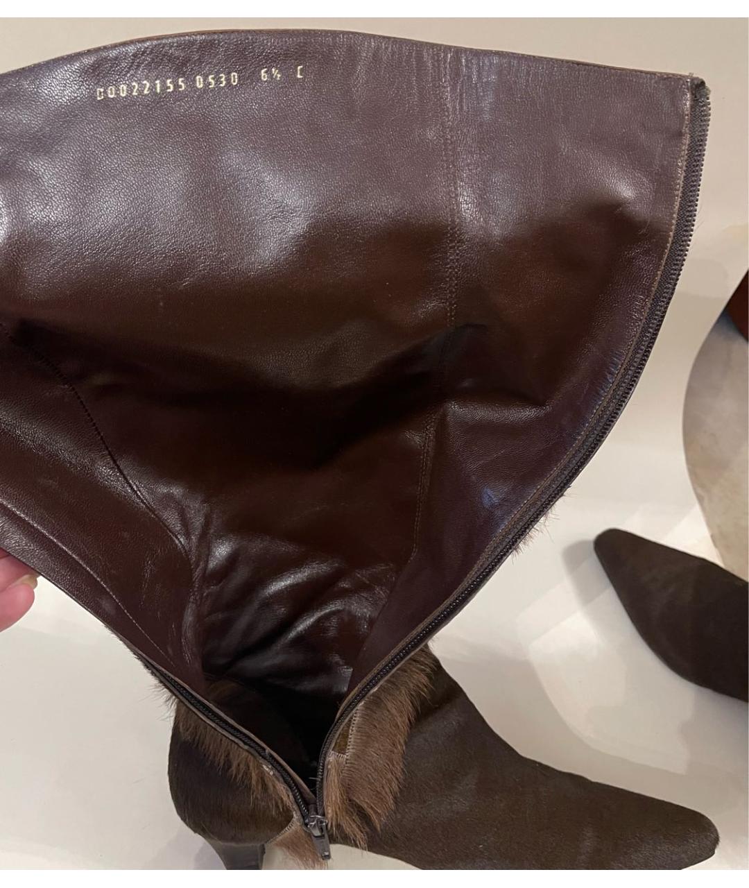 FERRAGAMO Коричневые сапоги из экзотической кожи, фото 7