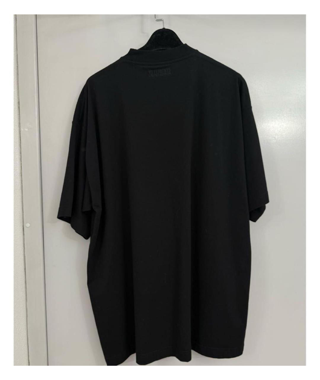 VETEMENTS Черная хлопковая футболка, фото 2