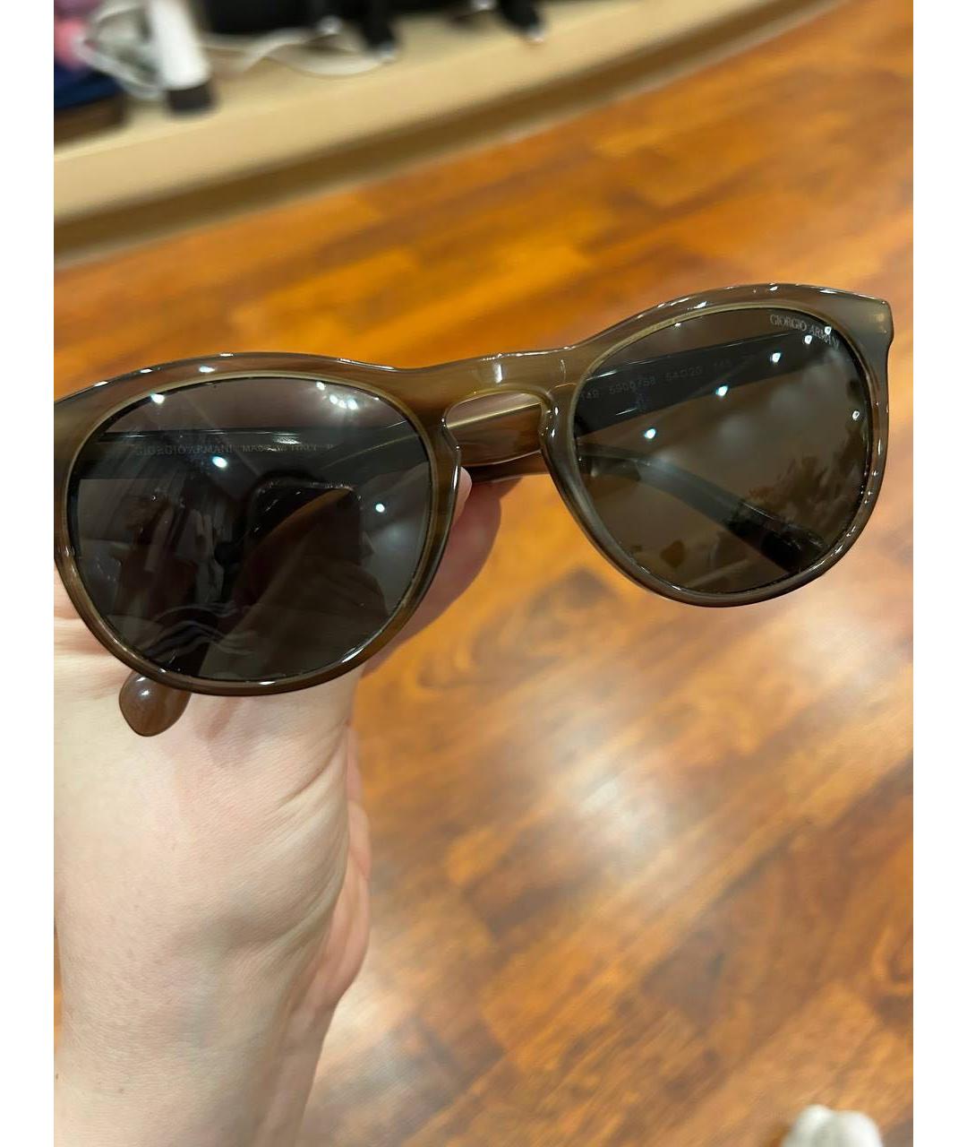 GIORGIO ARMANI Коричневые пластиковые солнцезащитные очки, фото 4