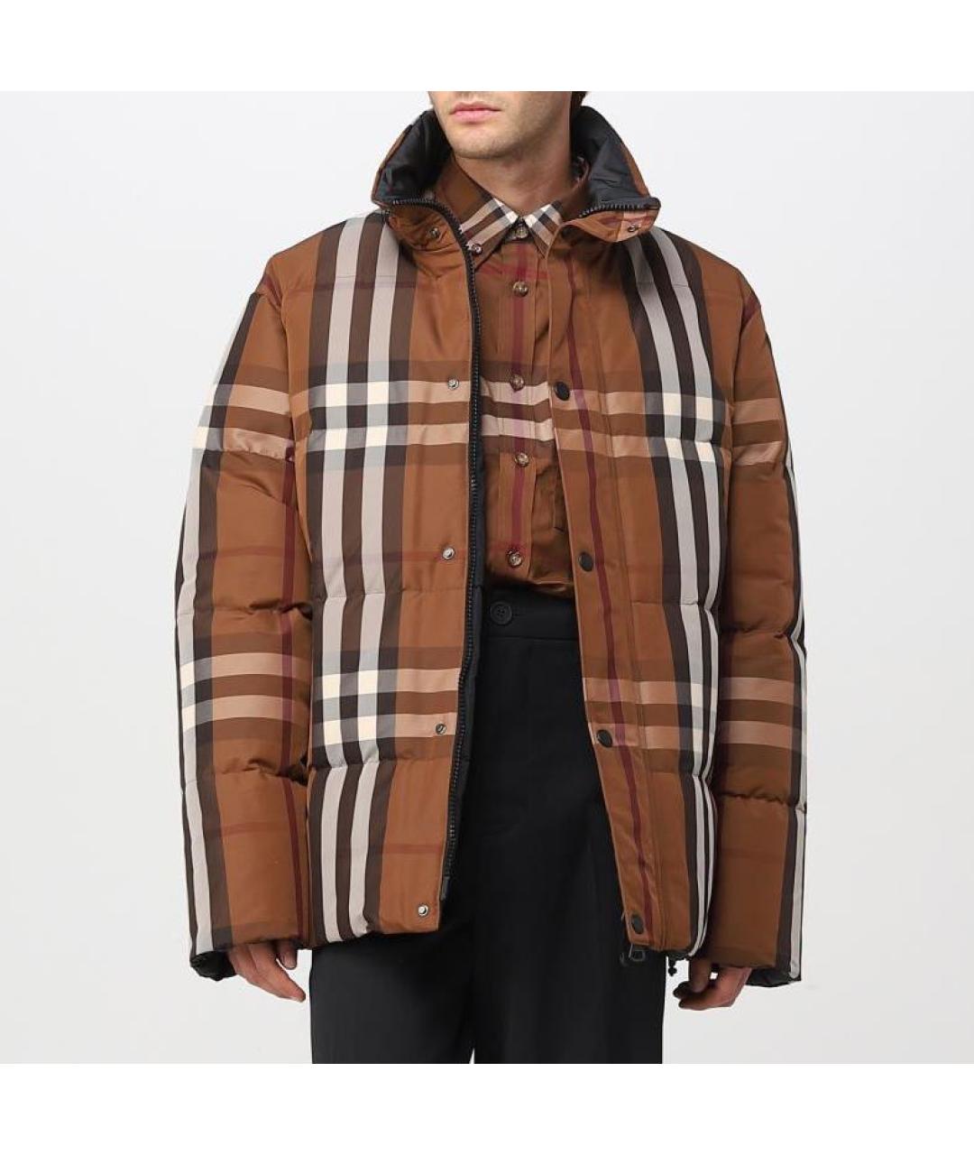 BURBERRY Коричневый полиэстеровый пуховик, фото 4
