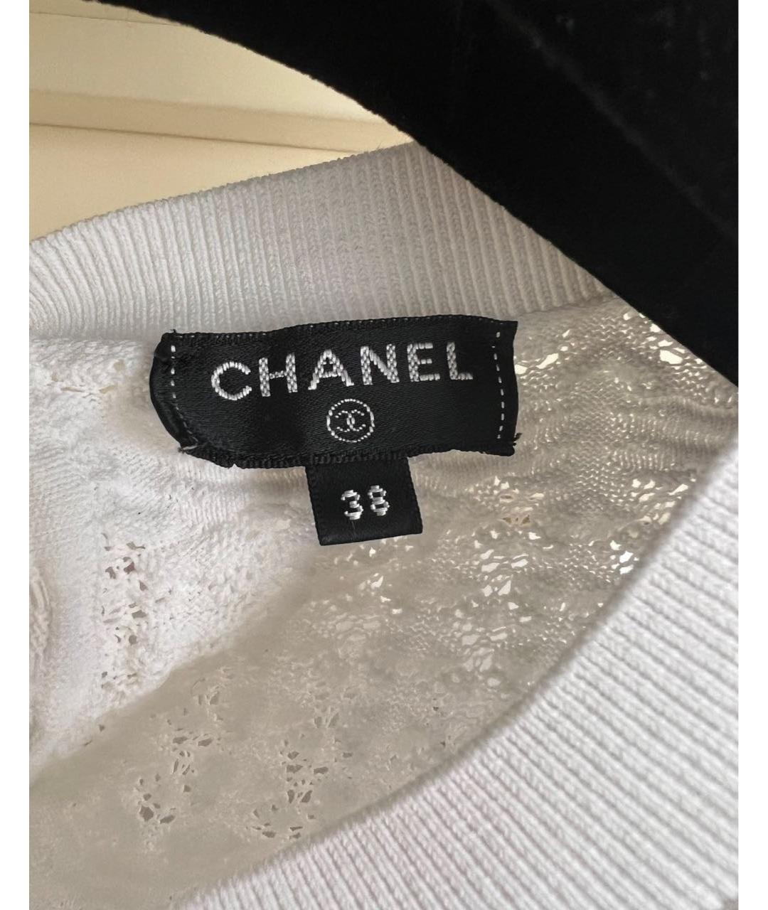 CHANEL Белый хлопковый джемпер / свитер, фото 3