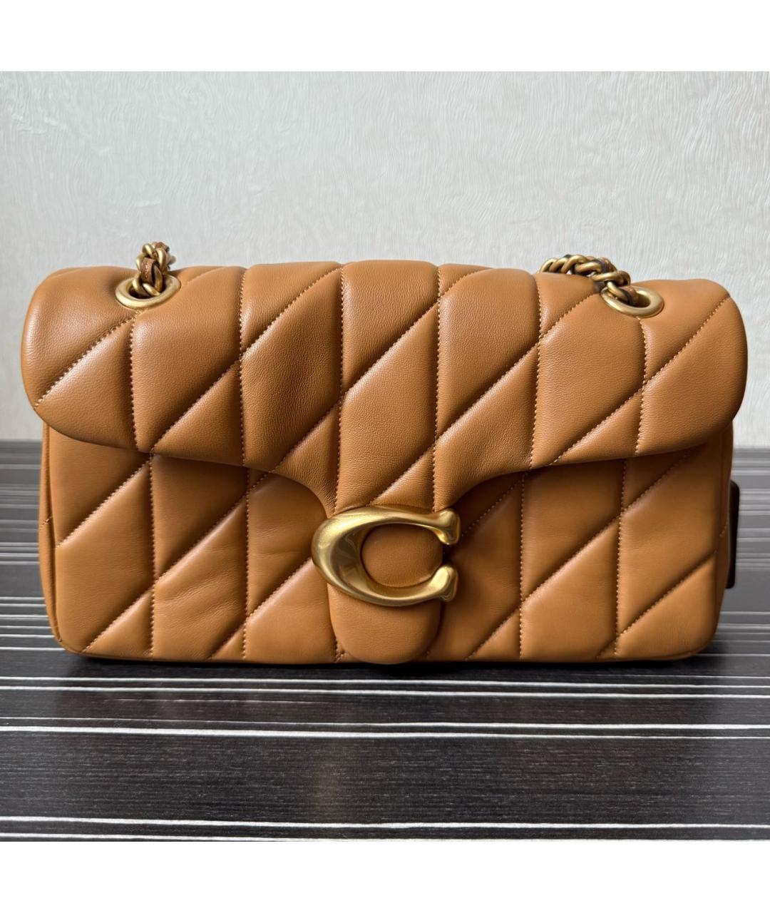 COACH Коричневая кожаная сумка через плечо, фото 7