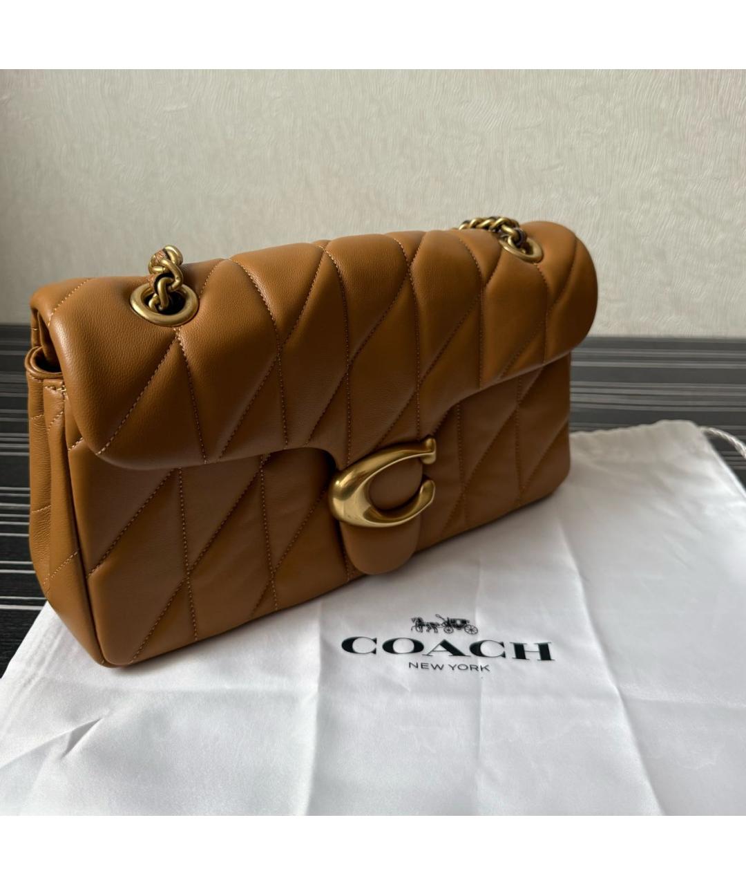 COACH Коричневая кожаная сумка через плечо, фото 5