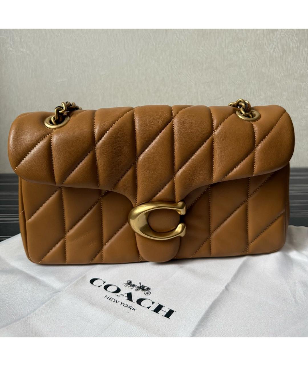 COACH Коричневая кожаная сумка через плечо, фото 6