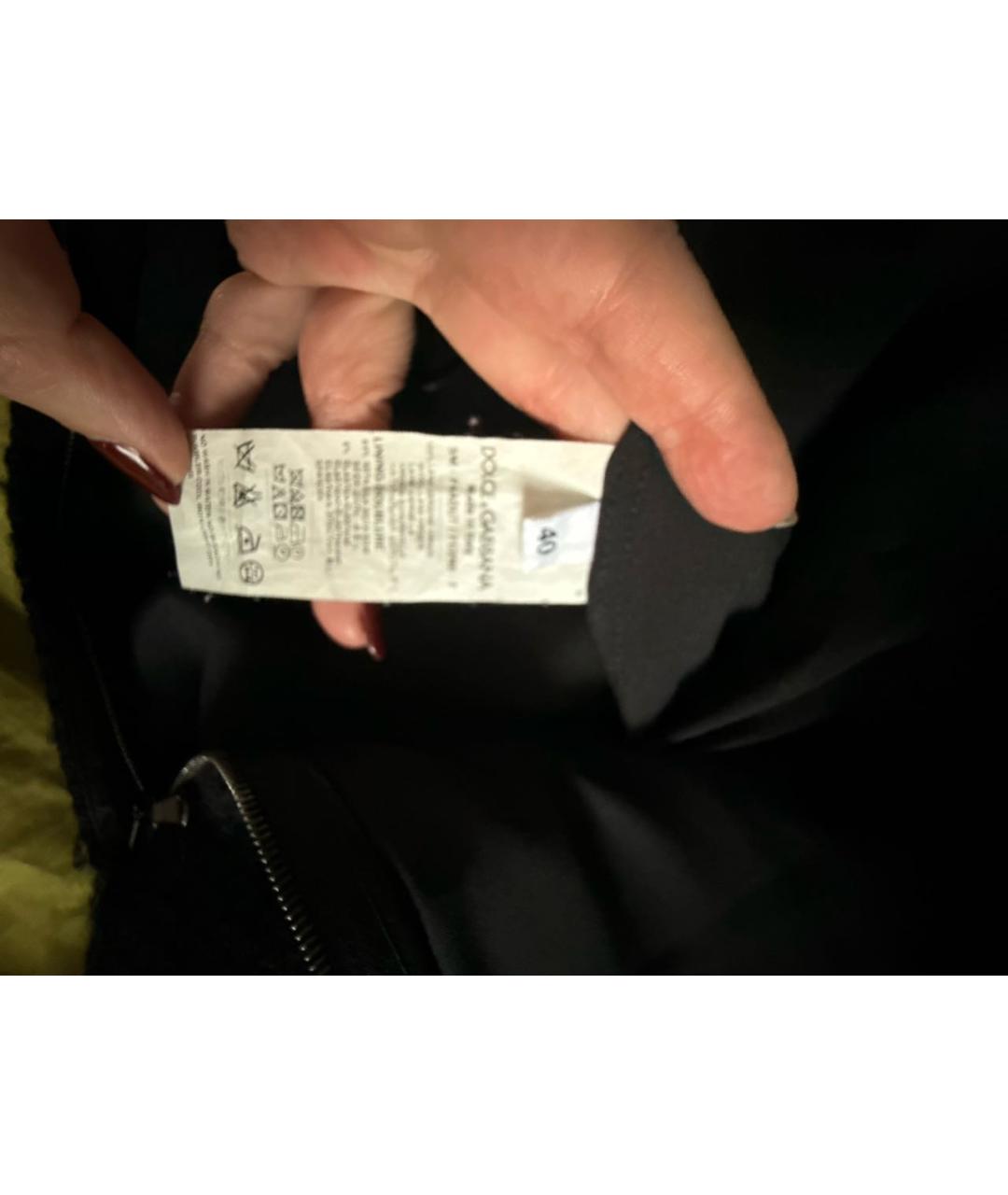 DOLCE&GABBANA Черная шерстяная юбка миди, фото 4