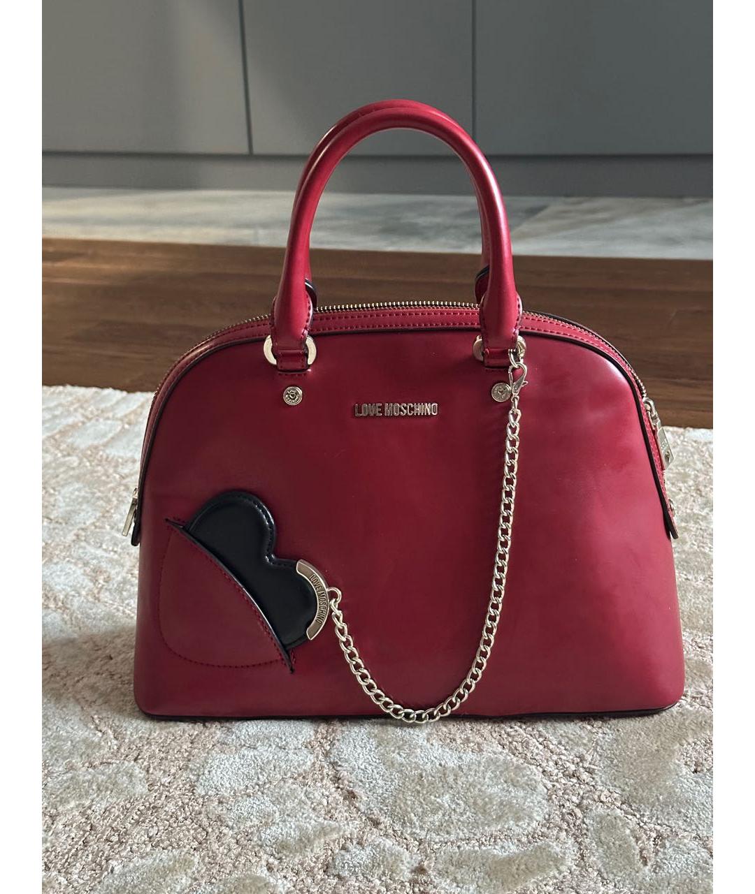 LOVE MOSCHINO Красная сумка с короткими ручками из искусственной кожи, фото 6