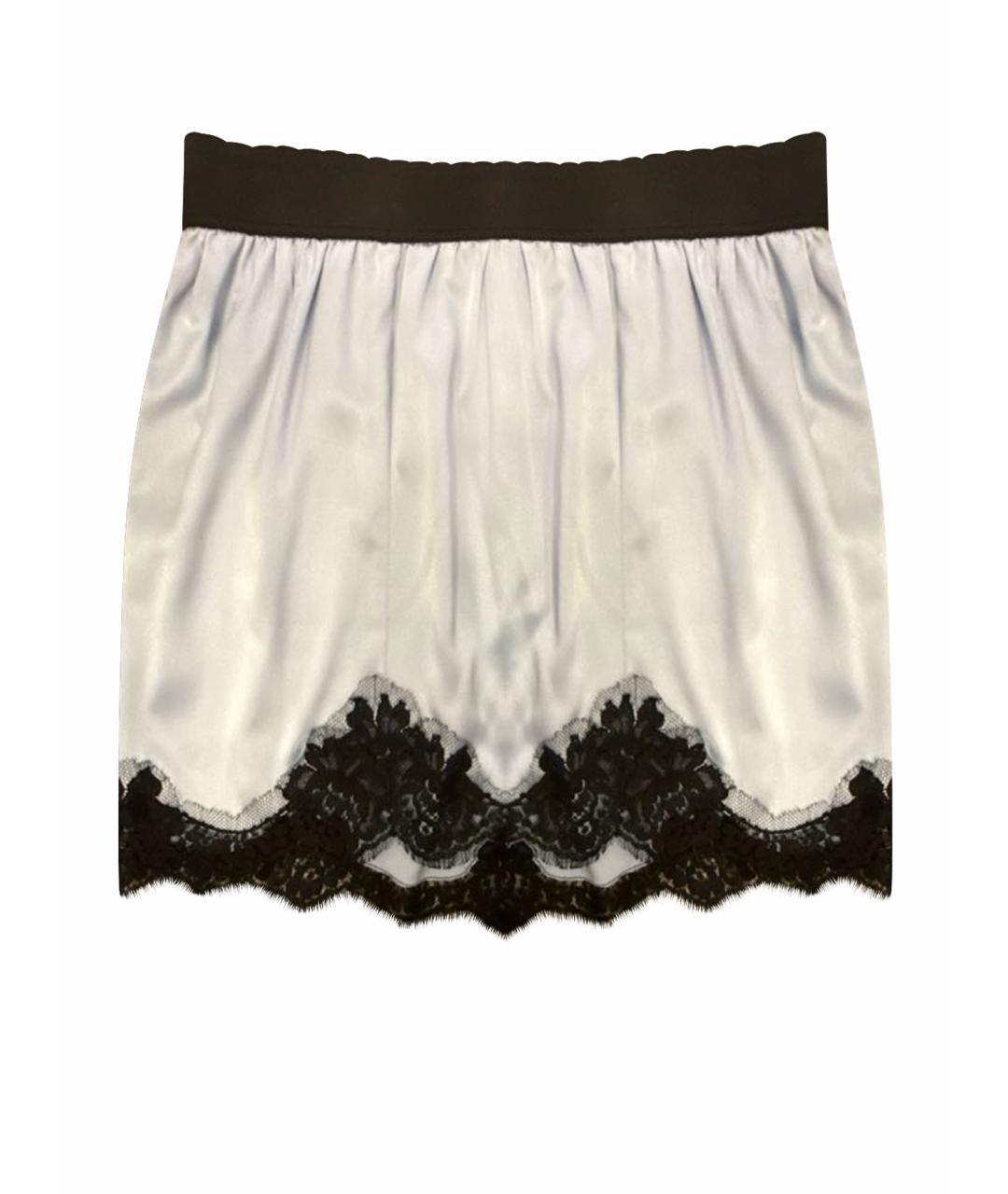 DOLCE&GABBANA Голубая шелковая юбка миди, фото 1