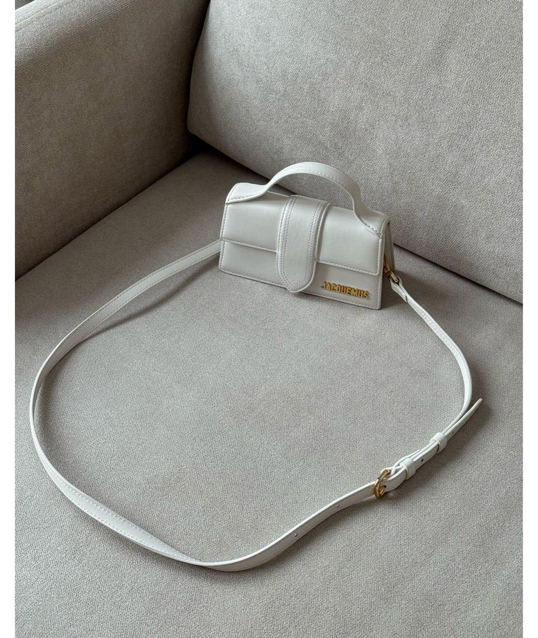 JACQUEMUS Белая кожаная сумка через плечо, фото 2
