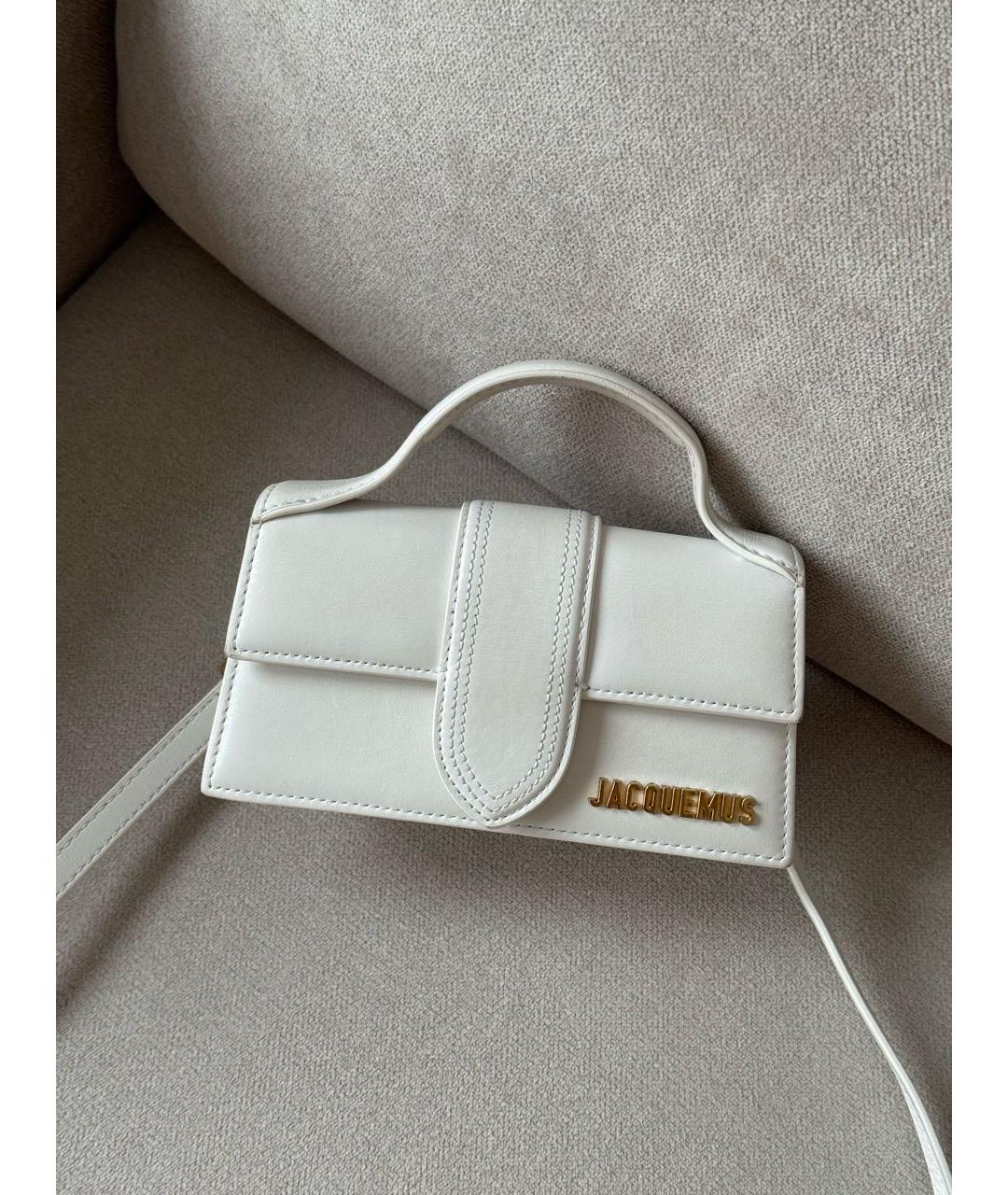 JACQUEMUS Белая кожаная сумка через плечо, фото 9