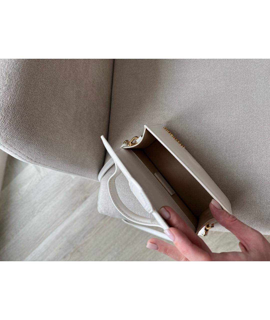 JACQUEMUS Белая кожаная сумка через плечо, фото 4