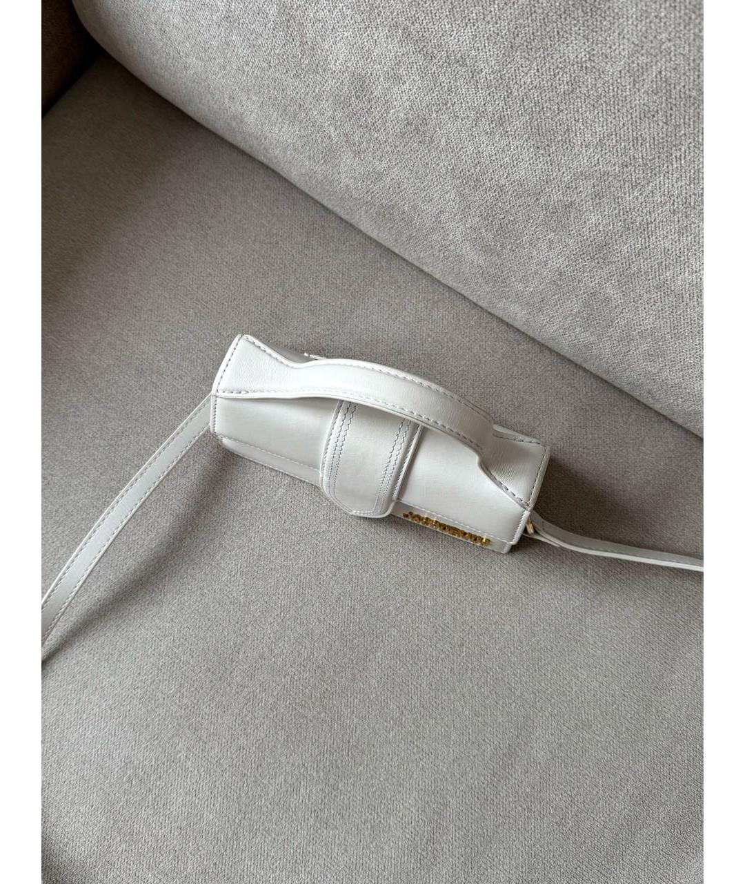 JACQUEMUS Белая кожаная сумка через плечо, фото 5
