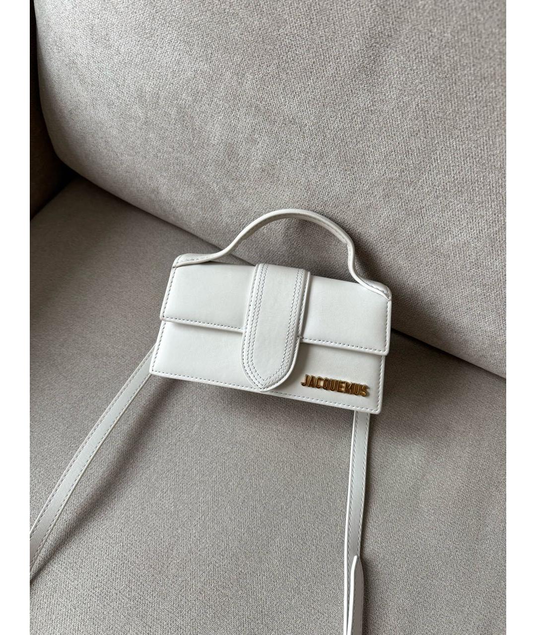 JACQUEMUS Белая кожаная сумка через плечо, фото 3