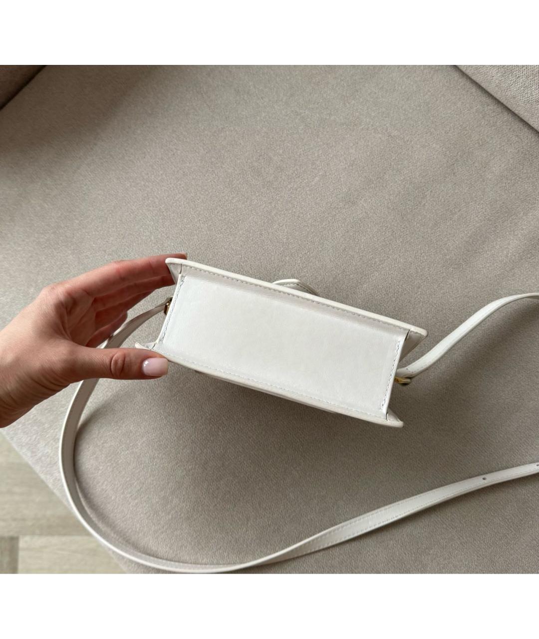 JACQUEMUS Белая кожаная сумка через плечо, фото 7