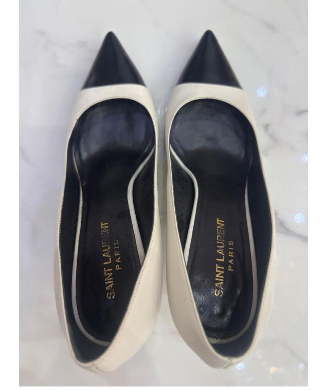 SAINT LAURENT Белые кожаные туфли, фото 3