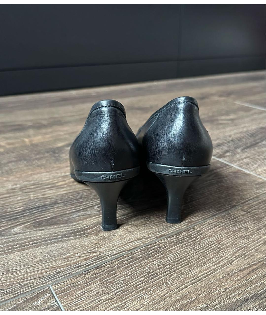 CHANEL Черные кожаные туфли, фото 4