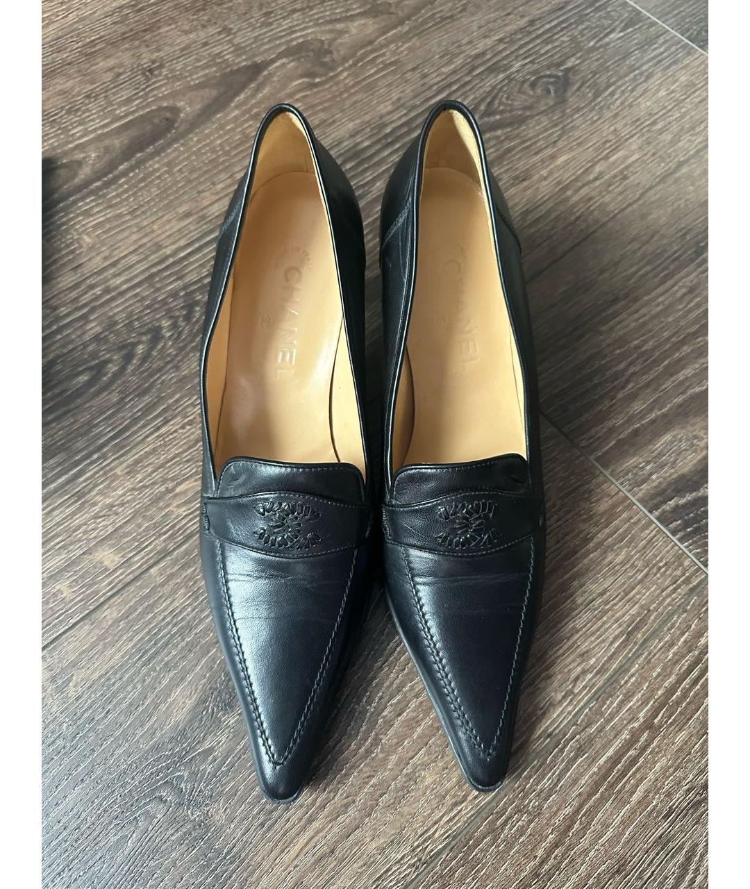 CHANEL Черные кожаные туфли, фото 2