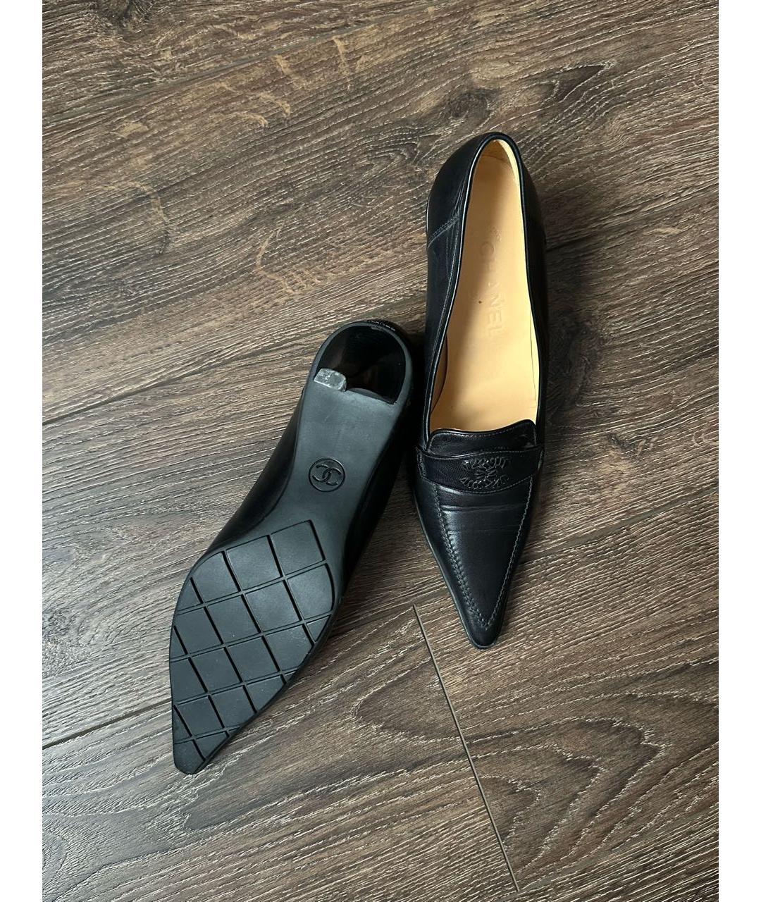 CHANEL Черные кожаные туфли, фото 6