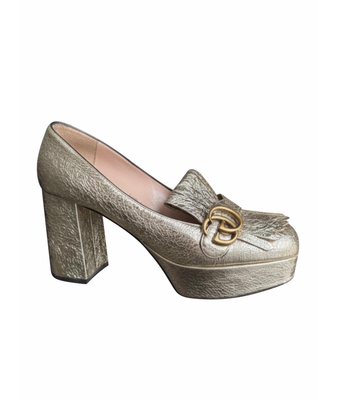 GUCCI Золотые кожаные туфли, фото 1