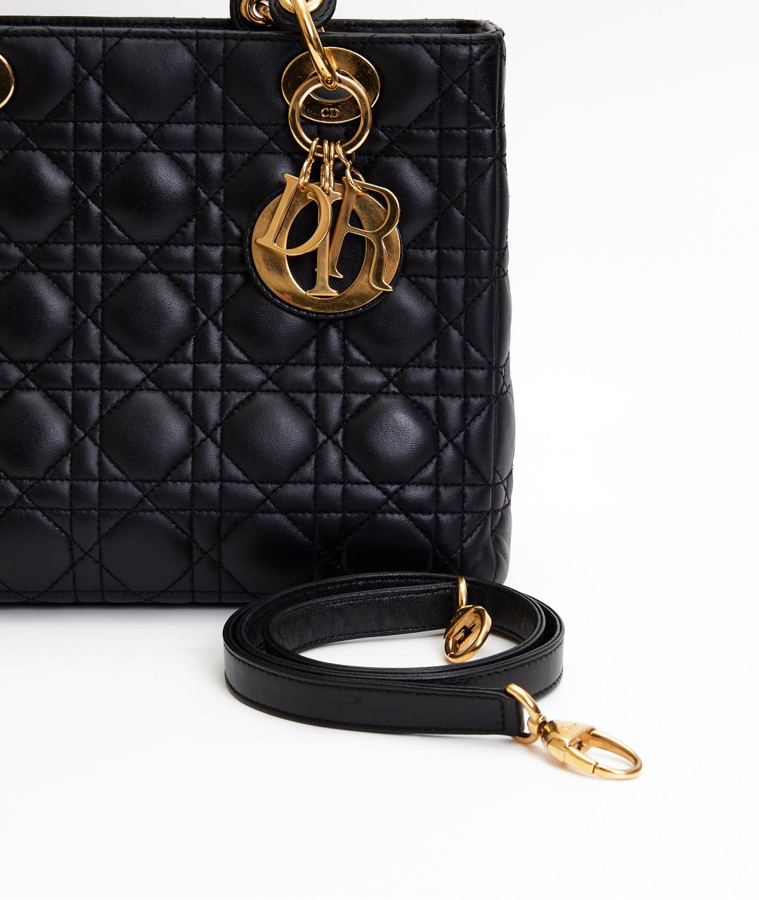 CHRISTIAN DIOR Черная кожаная сумка через плечо, фото 8