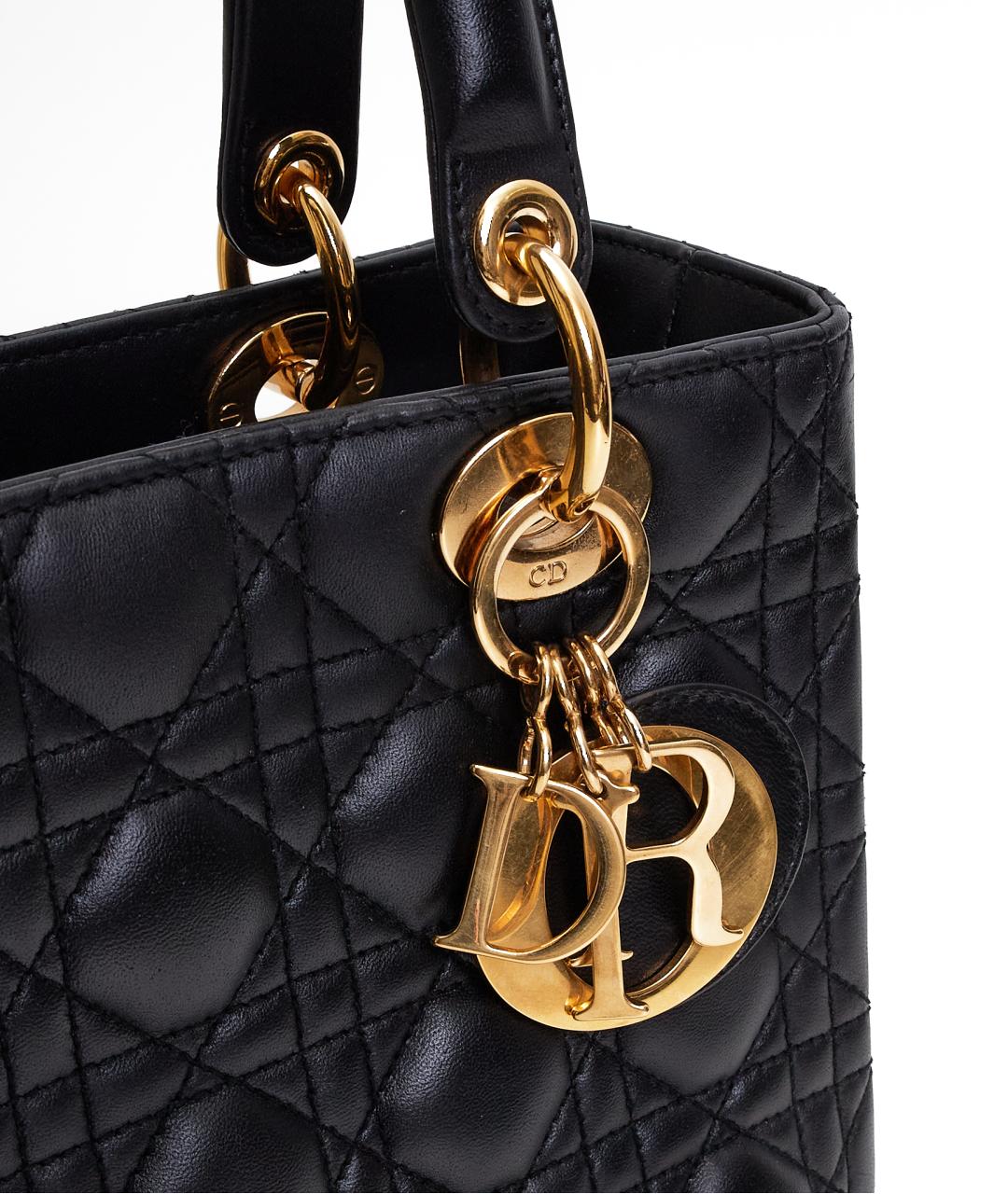 CHRISTIAN DIOR Черная кожаная сумка через плечо, фото 5