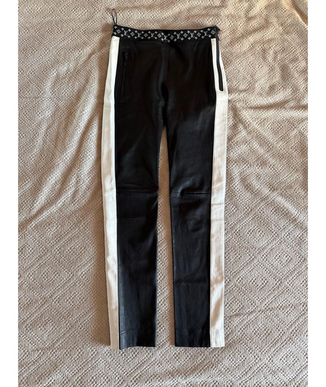 LOUIS VUITTON Черные кожаные брюки узкие, фото 8