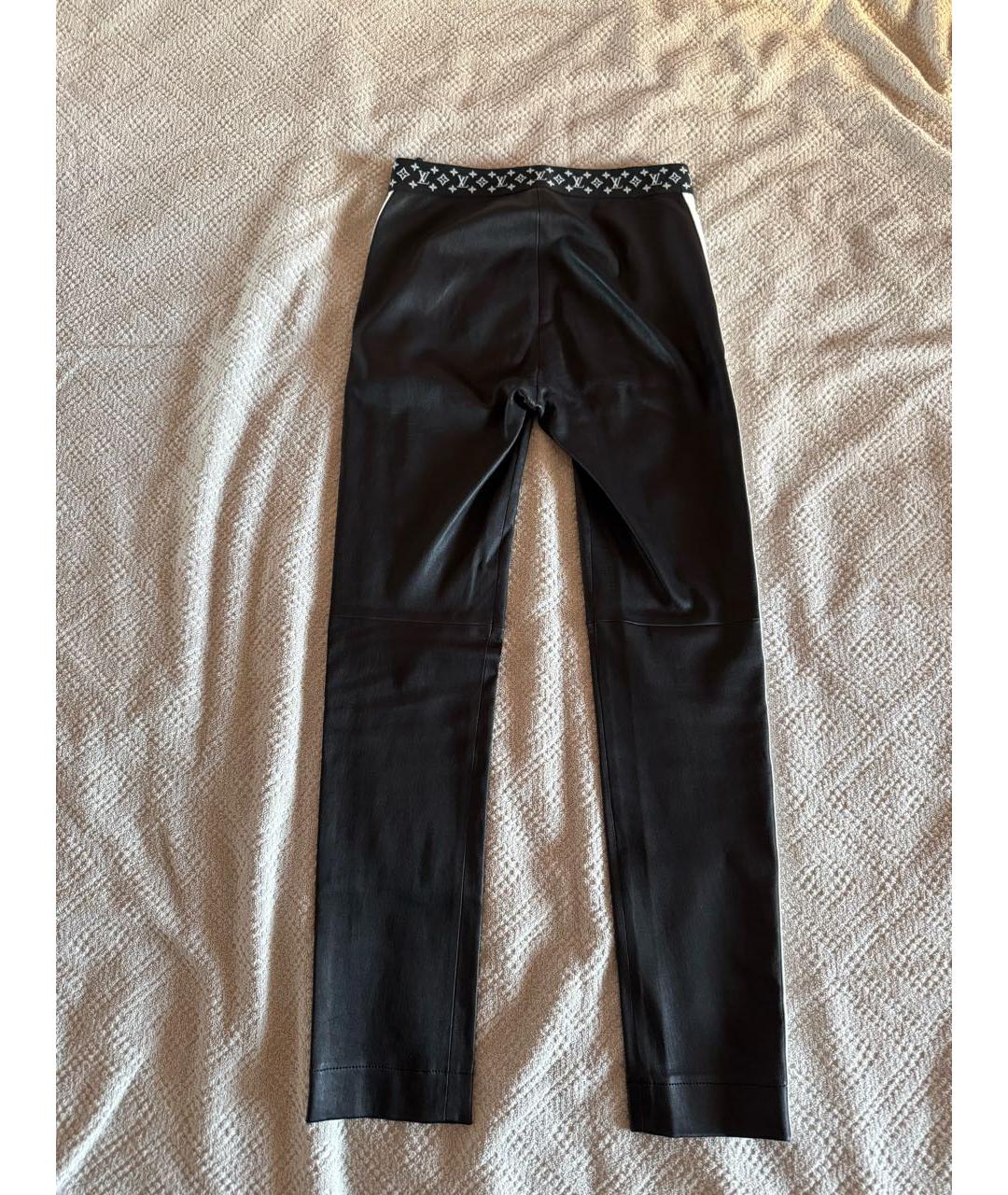 LOUIS VUITTON Черные кожаные брюки узкие, фото 2