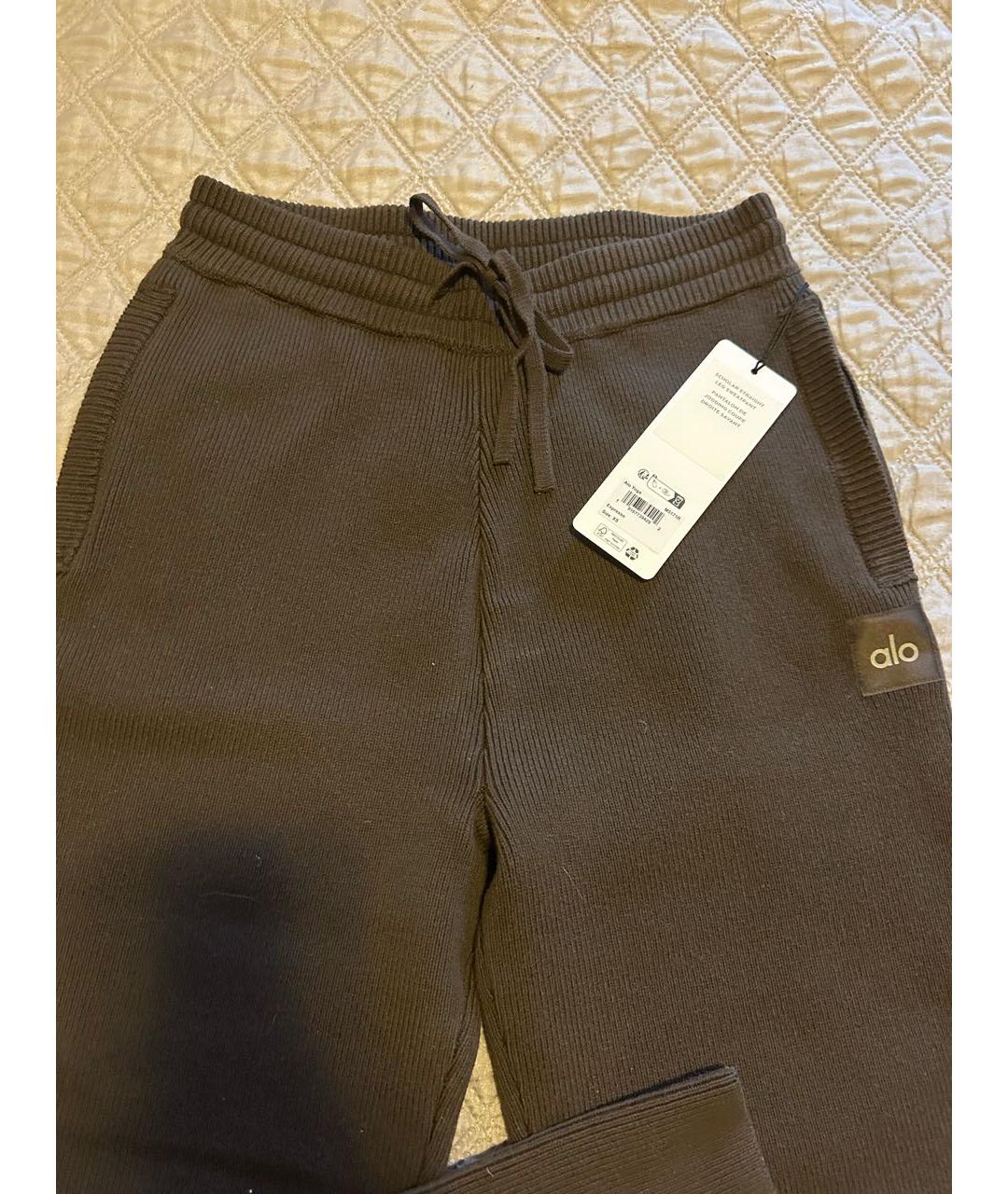 ALO YOGA Коричневые хлопковые прямые брюки, фото 3