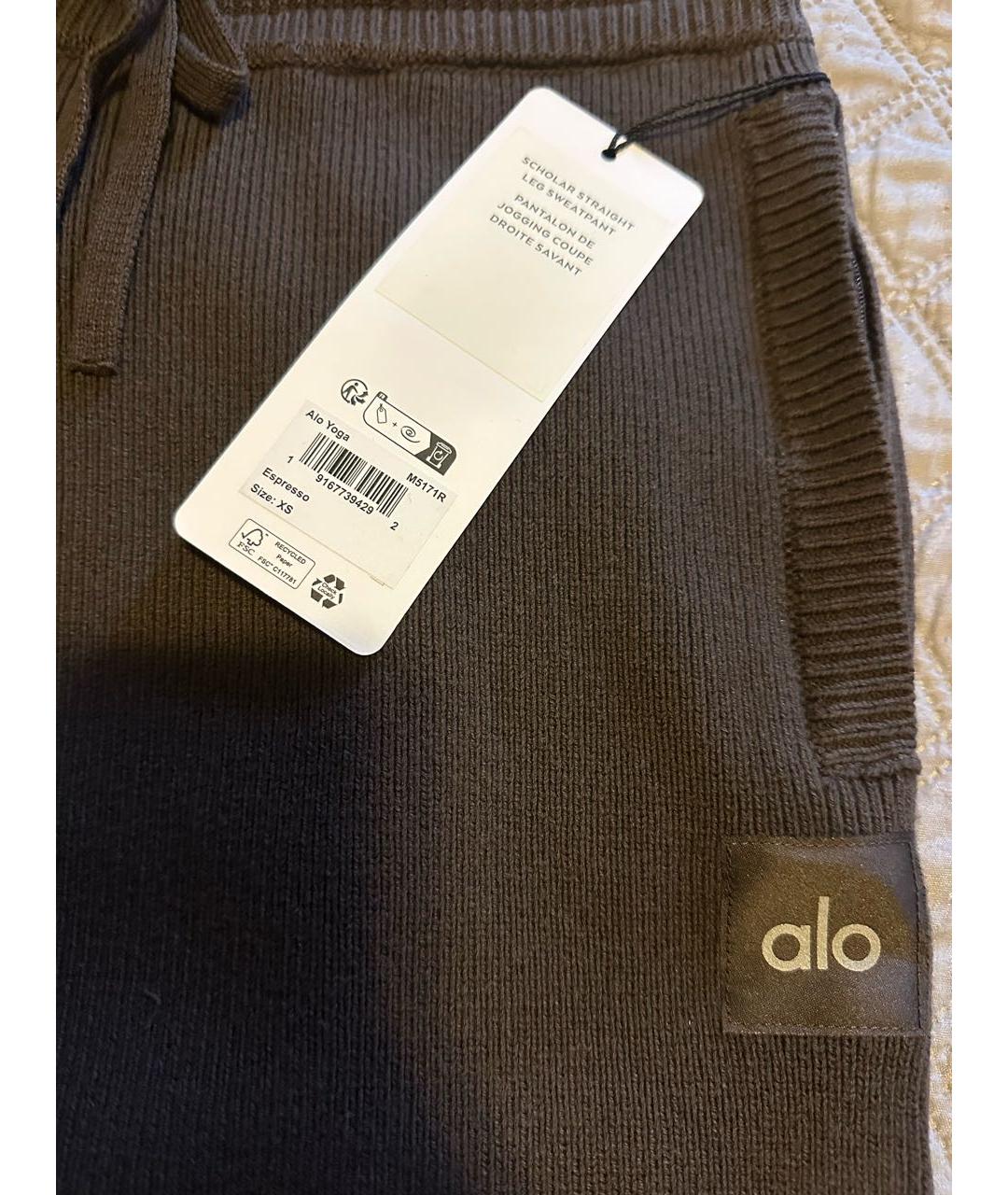 ALO YOGA Коричневые хлопковые прямые брюки, фото 5