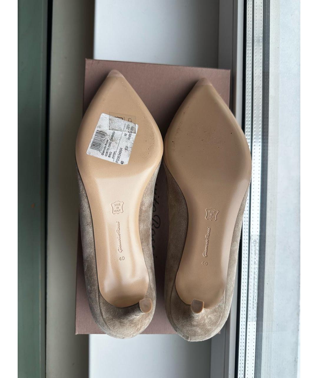 GIANVITO ROSSI Бежевые замшевые туфли, фото 7