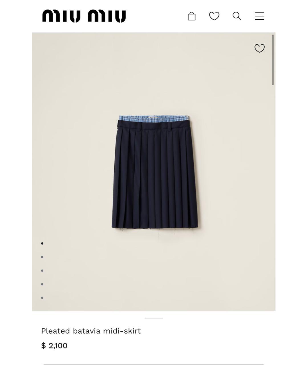 MIU MIU Темно-синяя шерстяная юбка миди, фото 9