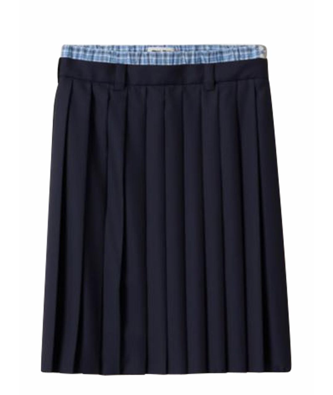 MIU MIU Темно-синяя шерстяная юбка миди, фото 1
