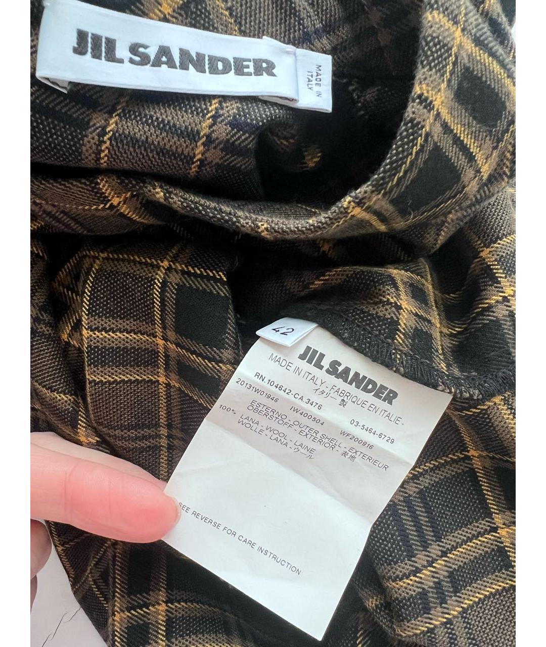 JIL SANDER Коричневое шерстяное повседневное платье, фото 3