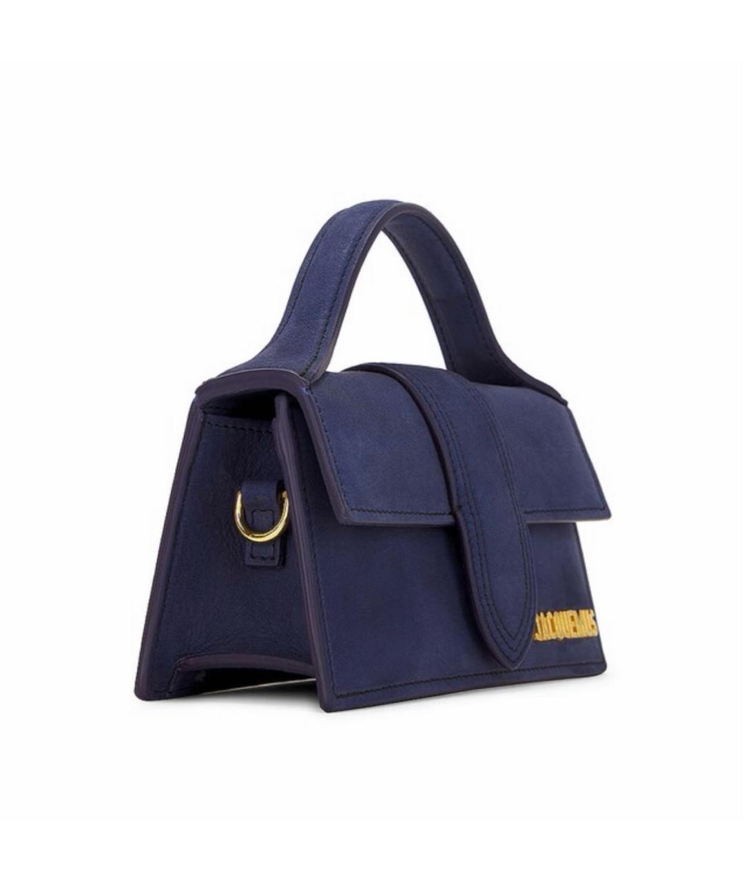 JACQUEMUS Темно-синяя кожаная сумка с короткими ручками, фото 3