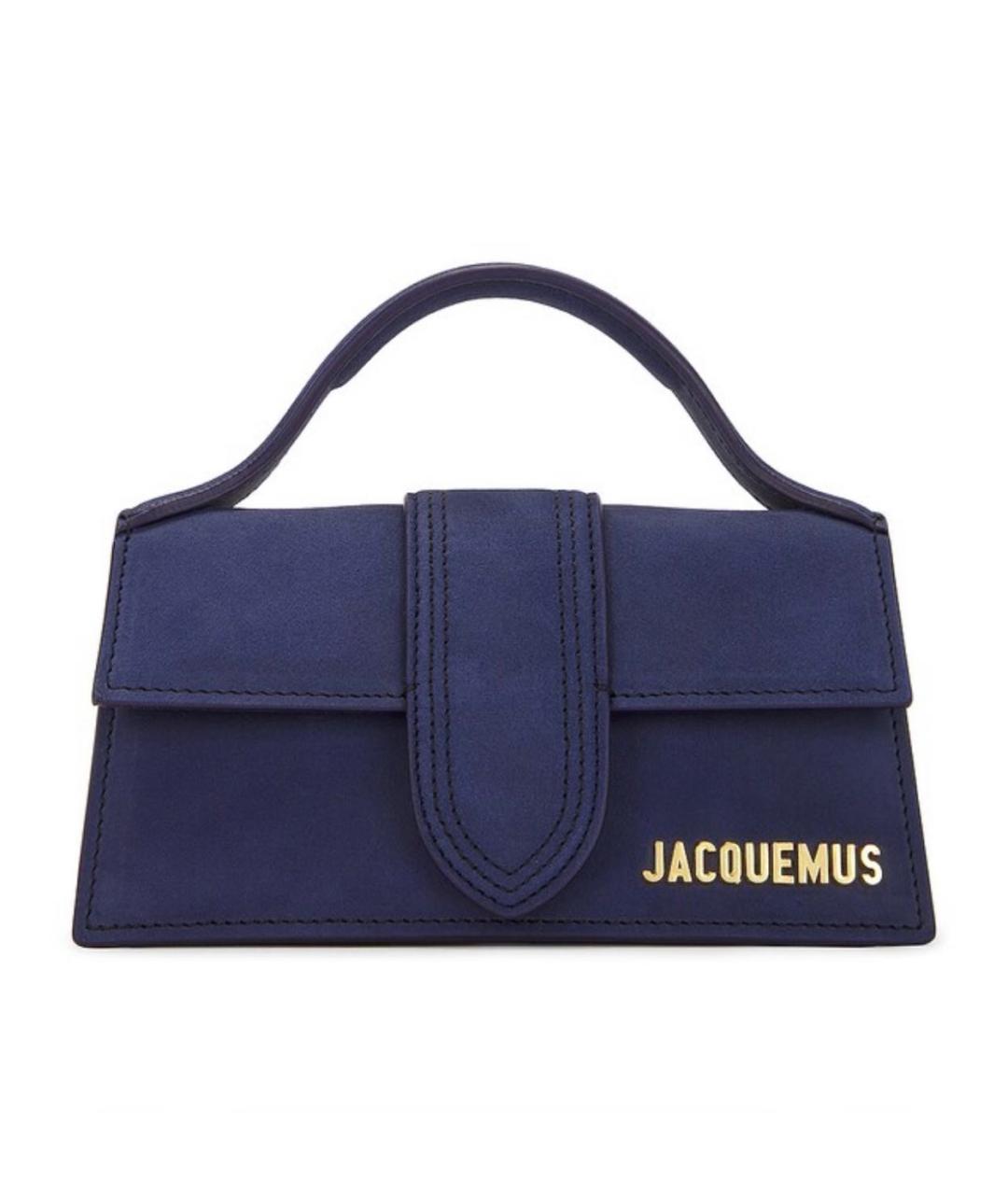 JACQUEMUS Темно-синяя кожаная сумка с короткими ручками, фото 1