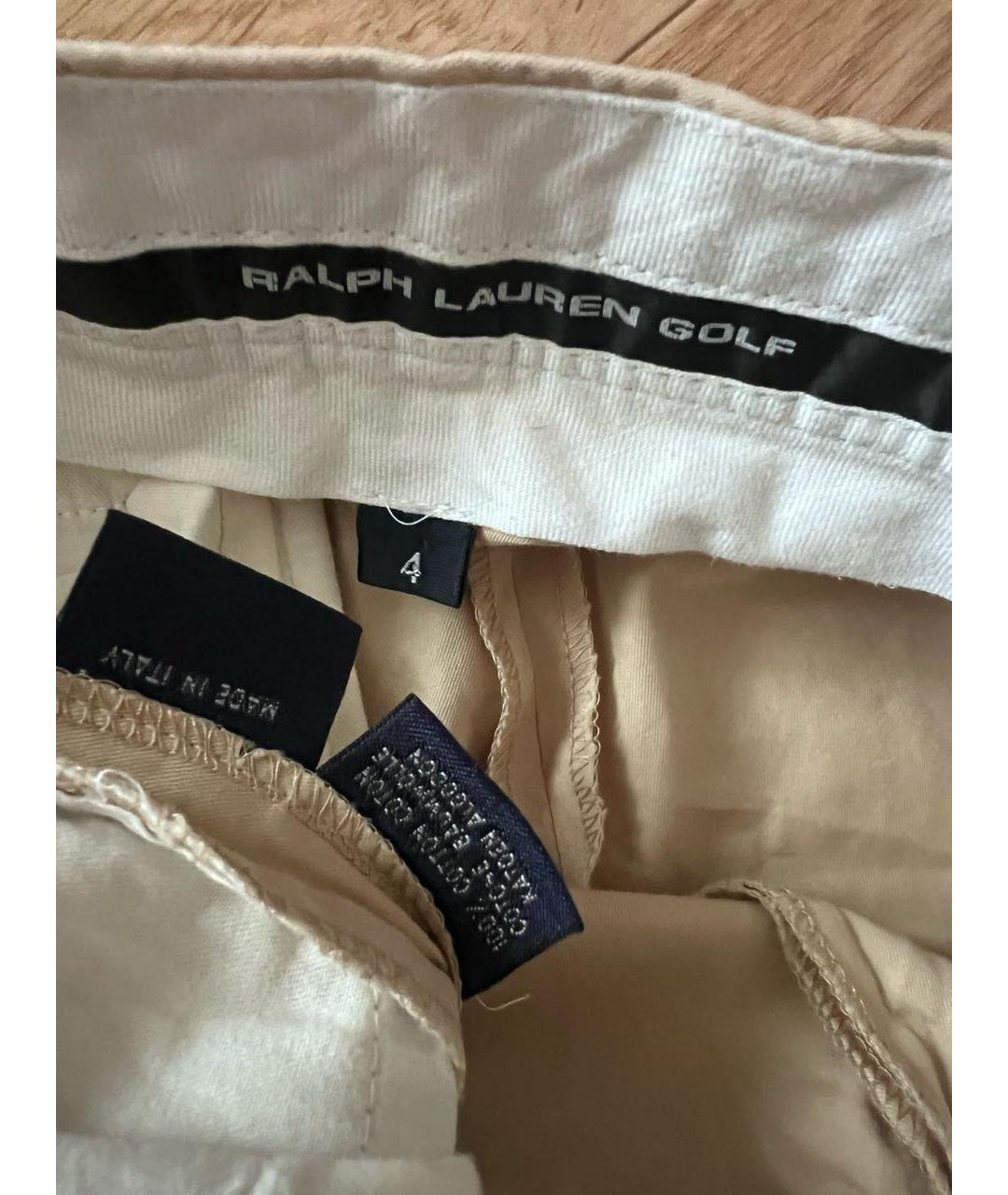 RALPH LAUREN Бежевые хлопковые брюки широкие, фото 3